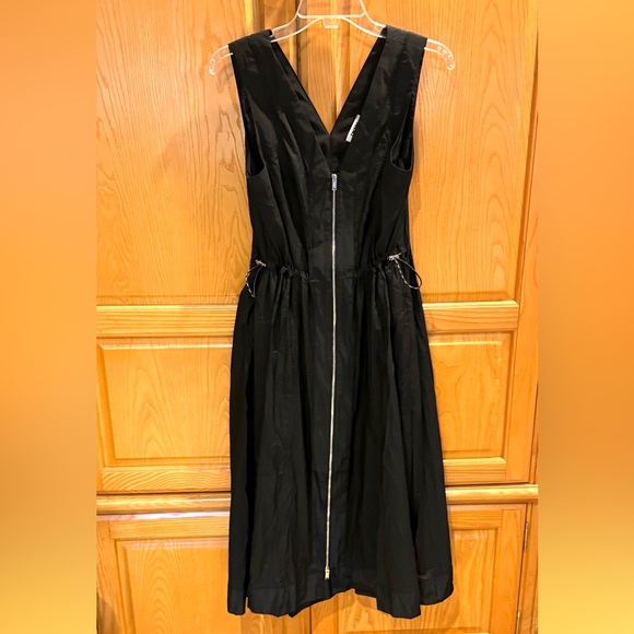 DKNY Black Sleeveless Zip Front Midi Dress V-Neck Size Small - Picture 1 of 9